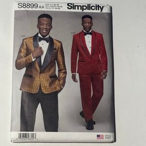 Simplicity S8899 Mens Sewing Pattern Size 34-42 Tuxedo Jacket Pants Bow Tie 2019